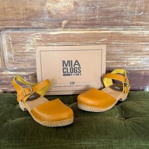 MIA Women's Mustard Leather Clogs